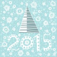 New Year card with Christmas tree