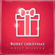 Christmas Gift on textured background like wall with peeling paint