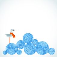 Vector illustration with snowballs and a bird