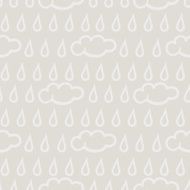 Seamless pattern with clouds and rain drops