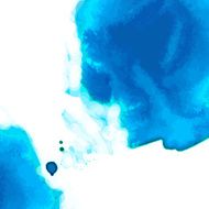 Blue watercolor background with splashes diagonal composition