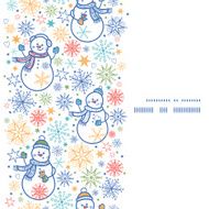 Vector cute snowmen vertical frame seamless pattern background