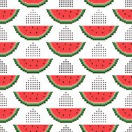 Seamless pattern of pixel watermelons