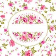 Floral pattern with branch of roses in oval label