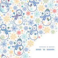 Vector cute snowmen frame corner pattern background