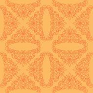 orange seamless pattern with red decor - vector