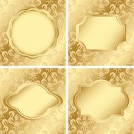 set of vector cards with golden texture