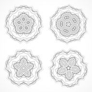 set of abstract gray floral pattern icon N3