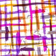 Seamless watercolor bold plaid pattern with colorful stripes