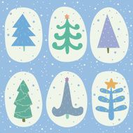 Set of doodle Christmas trees