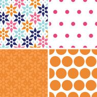 Vector abstract colorful stars set of four marching repeat patterns N2