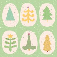 Set of doodle Christmas trees N2
