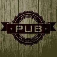 Vintage Pub Label on Aged Wood