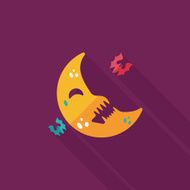 Halloween moon flat icon with long shadow eps10 N53