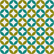 Seamless 60&#039;s inspired geometric circle and star pattern on paper