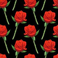 Watercolor seamless pattern with red roses flowers N8