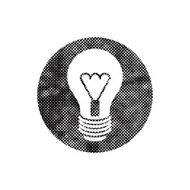 Light bulb vector icon with pixel print halftone dots texture
