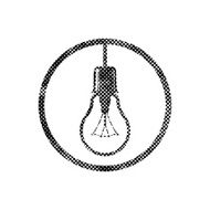 Light bulb vector icon with pixel print halftone dots texture N2