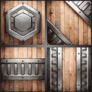 Vector metal and wood background set N17