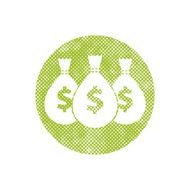 Money icon with three bags vector symbol pixel print