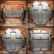 Vector metal and wood background set N19