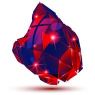 Plastic pixilated 3d shiny object isolated on white background N5