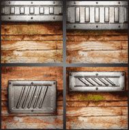 Vector metal and wood background set N20