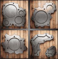 Vector metal and wood background set N21