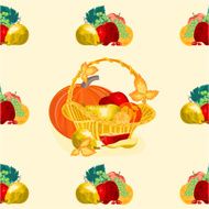 Seamless texture fruit basket vector