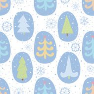 Seamless pattern illustration with Christmas trees and snowflake