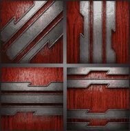 Vector metal on wood background set N14