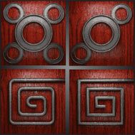 Vector metal on wood background set N15
