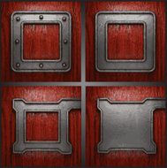 Vector metal on wood background set N16