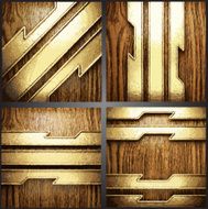 Vector wood and gold background set N24