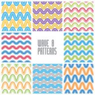 Waves seamless patterns set colorful geometric vector backdrop N2