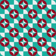 Seamless 60&#039;s inspired geometric curve and star pattern on paper