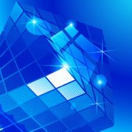 Vector grain technology backdrop multifaceted pixilated cube