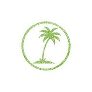 Palm tree vector icon with hand drawn lines texture