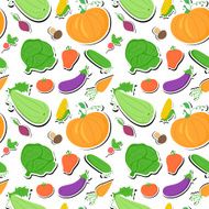 Vegetables seamless pattern vector background with colorful vegetables