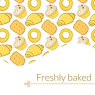 Vector illustration delicious pastries place for text N2