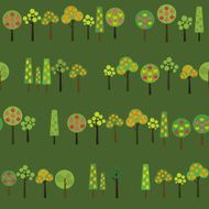 Texture with various fruit trees in the garden Seamless vector N2