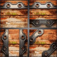 Vector wood and metal background set N8