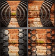 Vector wood and metal background set N9