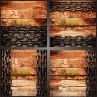 Vector wood and metal background set N10