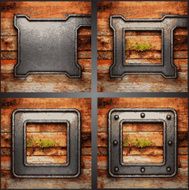 Vector wood and metal background set N11