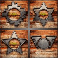 Vector wood and metal background set N12