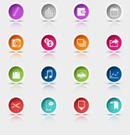 Colored set round web buttons icons element