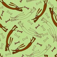 Funny cartoon dachshunds Seamless background with dogs Hand-drawn vector Illustration N2