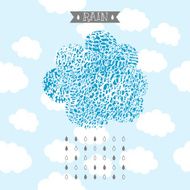 Decorative background of doodle clouds N2