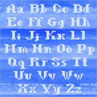 Knitted vector alphabet white bold serif letters